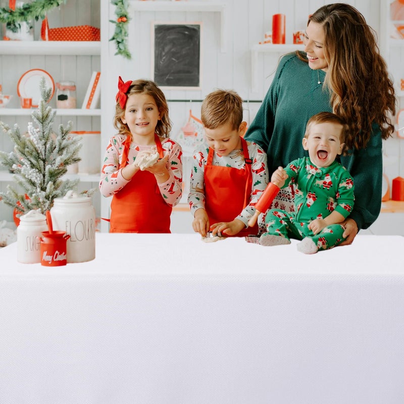 Biscaynebay Textured Fabric Tablecloth 60x84 Inches Rectangular, White Water Resistant Tablecloths for Dining, Kitchen, Wedding and Parties etc. Machine Washable - Image 2